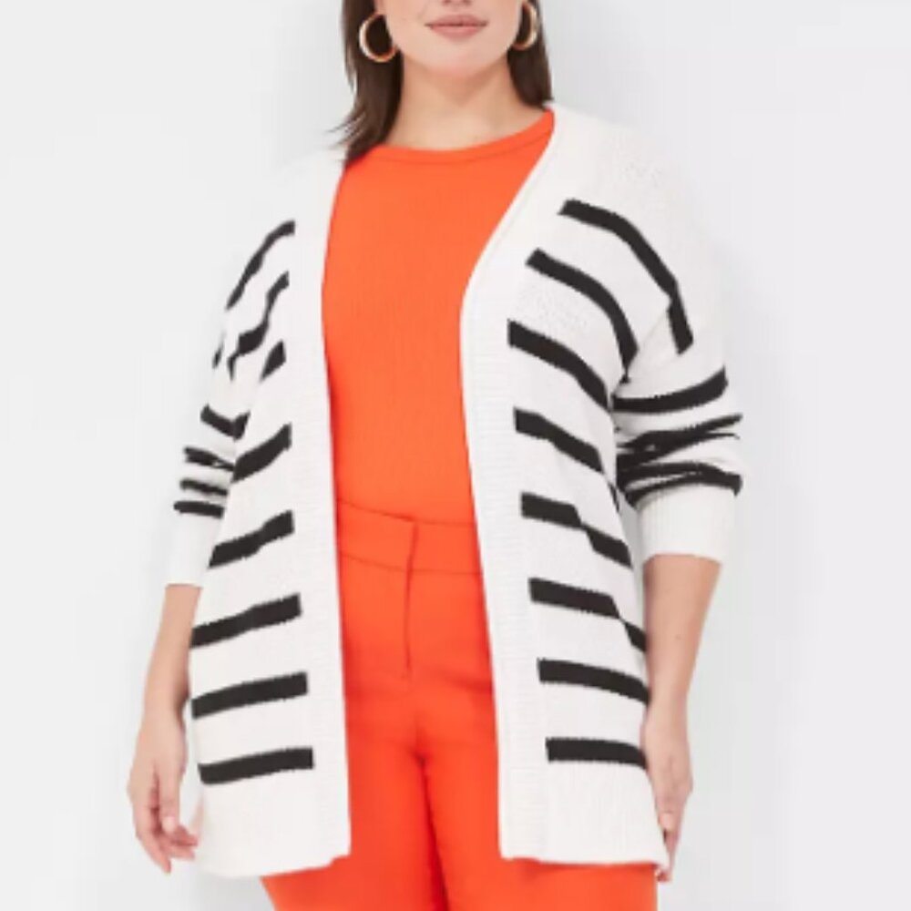 Striped Open-Front Cardigan